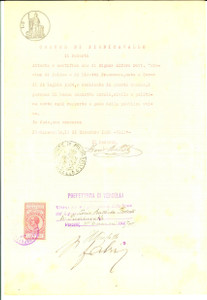 Documento originale, autentico 1929 PIEDICAVALLO BI Certificato di buona condotta di Ceresino ALFERO 1