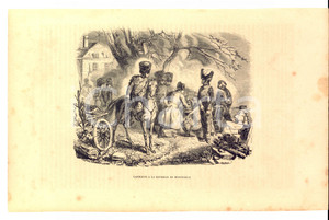 Stampa, bozzetto originale 1850 ca NAPOLEON Bataille de MONTEREAI Stampa antica cm 27x17 1