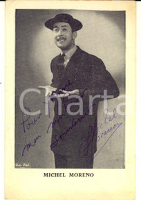Autografo originale 1950 ca MUSICA Michel MORENO Fotografia seriale su cartoncino con AUTOGRAFO 1