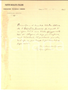 Autografo originale 1893 COMO PARTITO SOCIALISTA ITALIANO Lettera autografa di Riccardo MOMIGLIANO 1