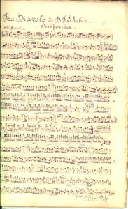 Oggetto da collezione cartaceo 1890 circa AUBER Fra Diavolo  Sinfonia Spartito manoscritto per pianoforte 1