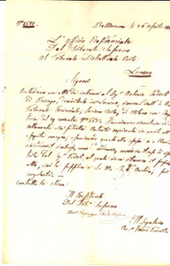 Manoscritto, lettera originale 1858 BELLINZONA CH Sulla notifica di atti ad Antonio PEDROLI Prefilatelica 1