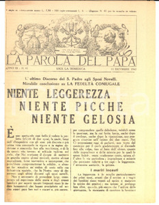 Giornale, rivista storica 1942 LA PAROLA DEL PAPA Niente picche, niente gelosia Bollettino anno III n°41 1