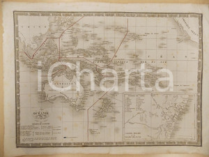 Stampa, bozzetto originale 1840 circa Charles V. Monin Carte de l’Océanie et divisions par comtés 1