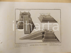 Stampa, bozzetto originale 1850 ca SACRA BIBBIA Altari degli olocausti Stampa 38x26 cm Tav. XXXIII 1