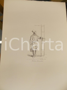 Stampa, bozzetto originale 1950 ca Eugenio BOSA COSTUMI TRIESTINI Facchino illuminatore Stampa 32x44 cm 1