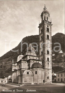 Cartolina originale da collezione 1950 ca TIRANO SO Panorama con Santuario della Madonna Cartolina FG NV 1