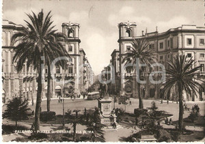 Cartolina originale da collezione 1955 ca PALERMO Piazza Giulio Cesare e Via Roma ANIMATA Cartolina FG VG 1