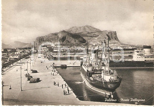 Cartolina originale da collezione 1955 ca PALERMO Nave MARIACARLA in porto MONTE PELLEGRINO Cartolina FG VG 1
