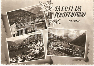 Cartolina originale da collezione 1956 PONTE DI LEGNO BS Vedutine con seggiovia e VAL SOZZINE Cartolina FG NV 1