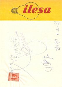 Materiale pubblicitario d’epoca 1966 PAVIA Ditta CIME Lampadine ILESA Ricevuta 12x17 cm 1