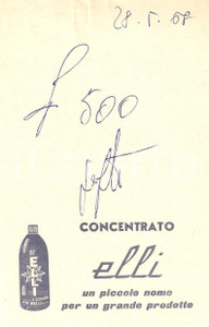 Materiale pubblicitario d’epoca 1968 PUBBLICITA  Concentrato ELLI Vernici Ricevuta 1 1