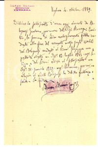 Documento originale, autentico 1889 VOGHERA PV Procuratore Silvano SILVANI riceve saldo da Gerolamo BOLOGNESI 1