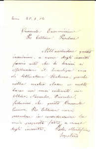 Manoscritto, lettera originale 1903 COMO Lettera della SocietÃ  di Miglioramento Lavoranti Sarti e Sarte 1