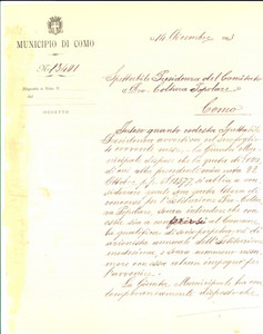 Manoscritto, lettera originale 1903 COMO Versamento di quote al comitato PRO COLTURA POPOLARE 1