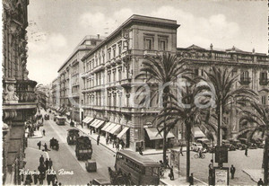 Cartolina originale da collezione 1955 PALERMO Corriera in via Roma ANIMATA Cartolina FG VG 1