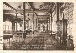 Cartolina originale da collezione 1938 OOSTENDE BELGIO Sala lettura del KURSAAL Cartolina ANIMATA FG VG 1