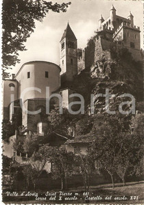 Cartolina originale da collezione 1955 ca SAINT PIERRE AO Veduta con Torre e Castello Cartolina FG NV 1