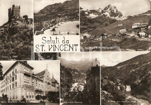 Cartolina originale da collezione 1954 SAINT VINCENT AO Vedutine Castello di USSEL CasinÃ² Cartolina FG NV 1
