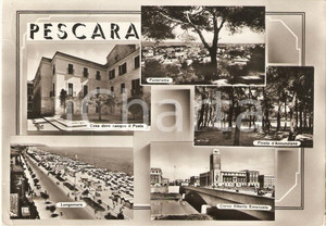 Cartolina originale da collezione 1953 PESCARA Casa Giacomo LEOPARDI Pineta d annunziana Vedutine Cartolina FG VG 1