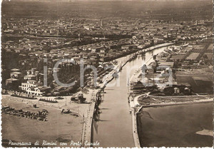 Cartolina originale da collezione 1952 RIMINI Panorama con PORTO CANALE Cartolina FG VG 1