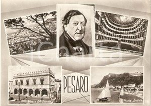 Cartolina originale da collezione 1956 PESARO Vedutine Teatro Gioachino ROSSINI Monte Ardizio Cartolina FG VG 1