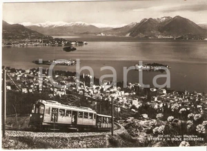 Cartolina originale da collezione 1951 STRESA VB Treno elettrico e ISOLE BORROMEE Lago Maggiore Cartolina FG VG 1