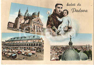 Cartolina originale da collezione 1950 ca PADOVA Vedutine con Sant Antonio ILLUSTRATA Cartolina FG NV 1