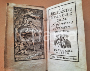 Libro, pubblicazione d epoca 1752 Lodovico ARIOSTO L Orlando Furioso Due volumi PRIMA EDIZIONE REMONDINI 1