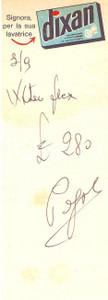 Materiale pubblicitario d’epoca 1965 ca PUBBLICITA  Detersivo DIXAN Ricevuta illustrata 6x16 cm 1