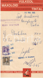 Materiale pubblicitario d’epoca 1965 PAVIA Colorificio PELUCELLI Prodotti MAX MEYER Ricevuta 10x15 cm 1