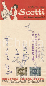 Materiale pubblicitario d’epoca 1967 PAVIA Sementi Attilio CLERICI Riso SCOTTI Ricevuta 8x16 cm 1