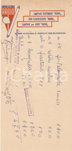 Materiale pubblicitario d’epoca 1965 ca PAVIA Ditta Erminio ROVATI  Lampade elettriche RADIO  Ricevuta 10x21 1