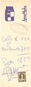 Materiale pubblicitario d’epoca 1969 PAVIA Drogheria Bruno BERNUZZI  AMAR MOKA CaffÃ¨ BON Ricevuta 6x16 cm 1