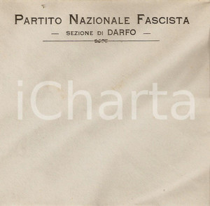 Documento originale, autentico 1935 ca DARFO BOARIO TERME Partito Nazionale Fascista PNF busta intestata 2 1