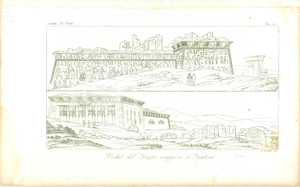 Stampa, bozzetto originale 1845 Cesare CANTU  Vedute Tempio Maggiore TENTIRA Stampa da Storia Universale 1