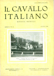 Giornale, rivista storica 1924 CAVALLO ITALIANO Piero DODI Mostra ippica laziale sabina TOR DI QUINTO 1