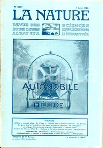 Giornale, rivista storica 1920 LA NATURE Automobile Ã  hÃ©lice Revue ILLUSTREE SCIENCE n. 2409 1