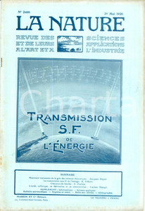 Giornale, rivista storica 1920 LA NATURE Transmission S.F. de l Ã©nergie Revue ILLUSTREE SCIENCE n. 2408 1