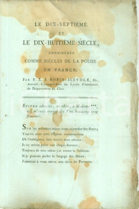 Libro, pubblicazione d epoca 1800 ca FranÃ§ois ROBIN DE SCEVOLE Le dixseptiÃ¨me et le dixhuitiÃ¨me siÃ¨cle 1