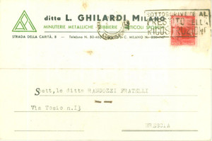 Cartolina originale da collezione 1946 MILANO Minuterie metalliche Ditta GHIRARDI Cartolina commerciale FG VG 1
