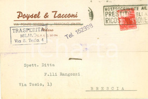 Documento originale, autentico 1946 MILANO Ditta POYSEL & TACCONI Cartolina commerciale FG VG 1