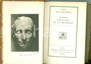 Libro, pubblicazione d epoca 1930 PASCAL Les pensÃ©es Descartes Discours sur la mÃ©thode Classiques QUILLET 1