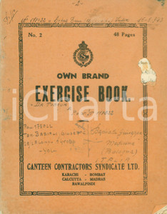 Documento originale, autentico 1943 YOL INDIA POW Giuseppe BADIALI Diario assedio TOBRUK  Guida antifascista 1