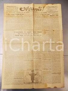 Giornale, rivista storica 1923 AVANTI! Inasprimento rapporti francotedeschi  Vignetta MUSSOLINI Giornale 1