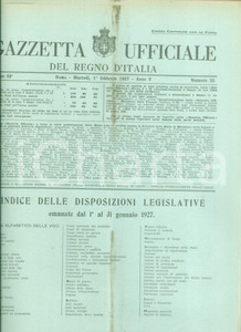 Documento originale, autentico 1927 GAZZETTA UFFICIALE Approvazione Statuto Regia UniversitÃ  di Padova Indici 1