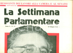 Giornale, rivista storica 1959 LA SETTIMANA PARLAMENTARE Fernando TAMBRONI annuncia interventi produttivi 1