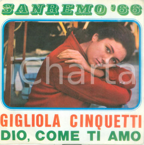 Oggetto da collezione cartaceo 1966 Gigliola CINQUETTI Dio, come ti amo Vinile 45 giri CGD N 9605 1