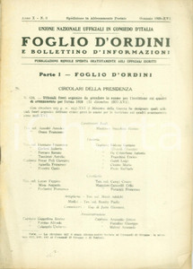 Documento originale, autentico 1937 ROMA U.N.U.C.I. Foglio d ordini Comunicazioni e circolari 1