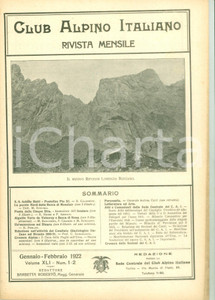 Giornale, rivista storica 1922 RIVISTA CLUB ALPINO ITALIANO Parete Becca di MONCIAIR Rivista XLI n. 12 1